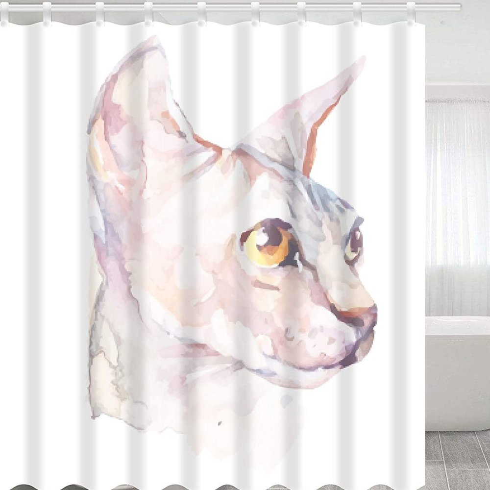 Watercolor Sphynx Cat Shower Curtain